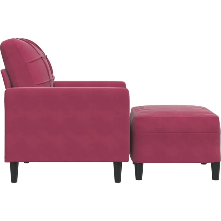 vidaXL Sessel mit Hocker Weinrot 60 cm Samt 3278261 – Bild 3