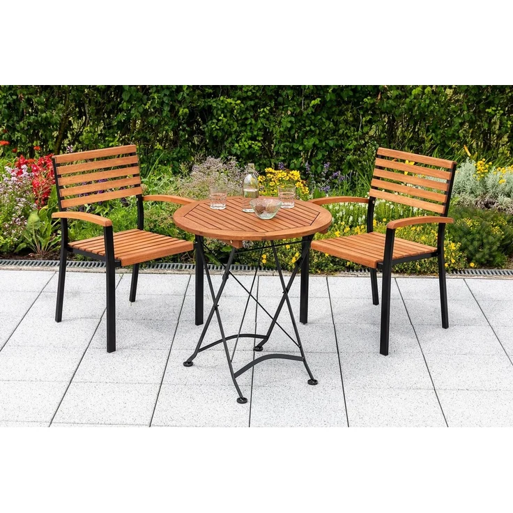 MERXX Balkonset Schloßgarten, (3-tlg), 2 Stapelsessel mit Klapptisch – Bild 1
