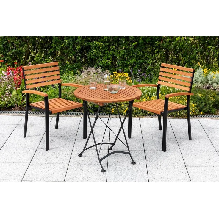 MERXX Balkonset Schloßgarten, (3-tlg), 2 Stapelsessel mit Klapptisch