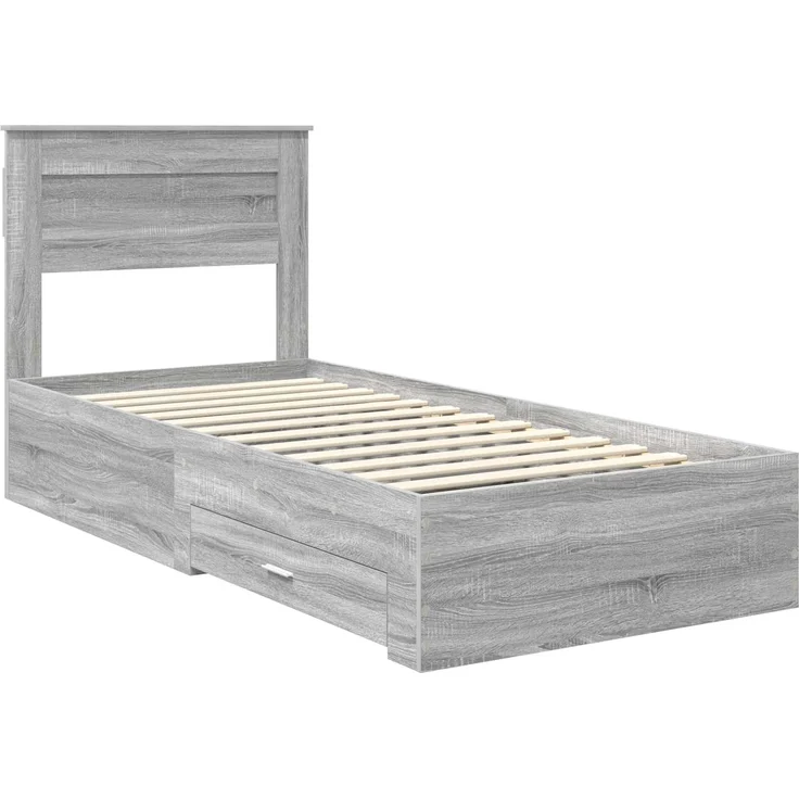 vidaXL Bettrahmen mit Kopfteil Graues Sonoma 90 x 190 cm Holzwerkstoff 3410032 – Bild 3