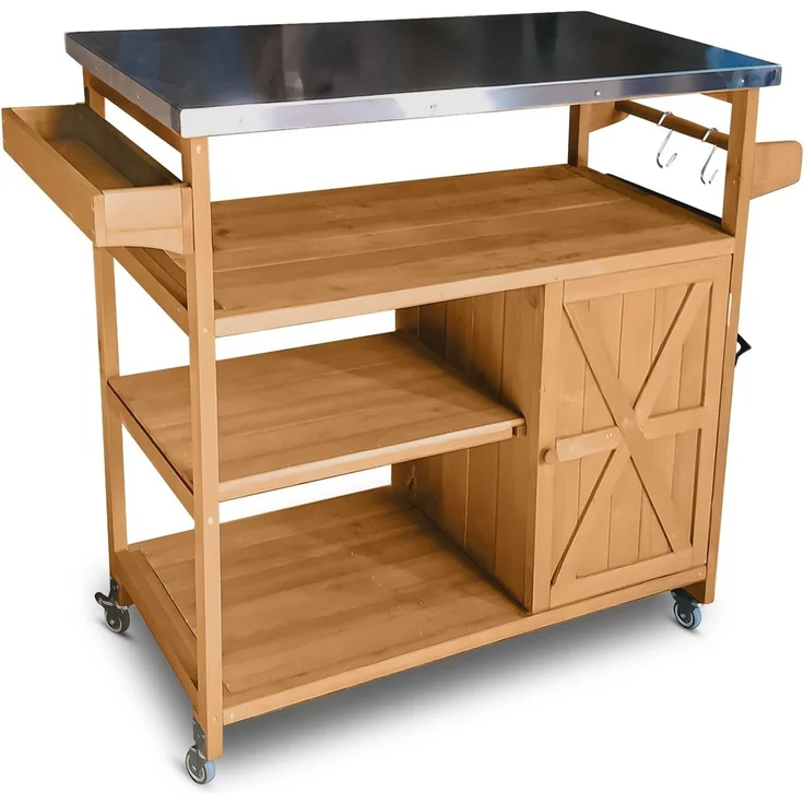 Coemo Servierwagen Grillstation James M Kücheninsel Holz, auf Rollen 118 x 47 x 92 cm – Bild 2