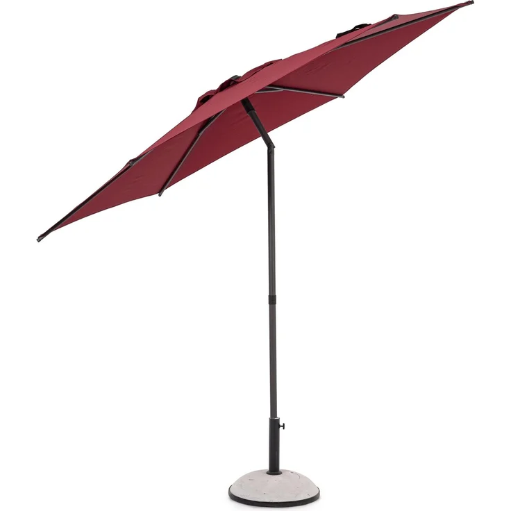Sonnenschirm Samba aus Metall und Polyester, modern, rot, neigbar mit winddichtem Kamin – Bild 2