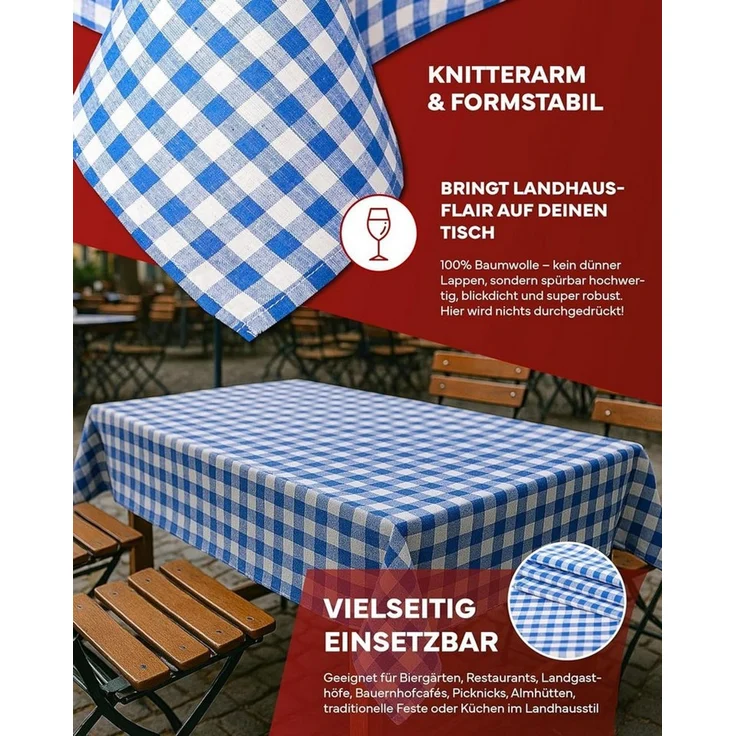 texpot Tischdecke kariert Landhausstil Bauernkaro 100% Baumwolle (1-tlg) – Bild 3