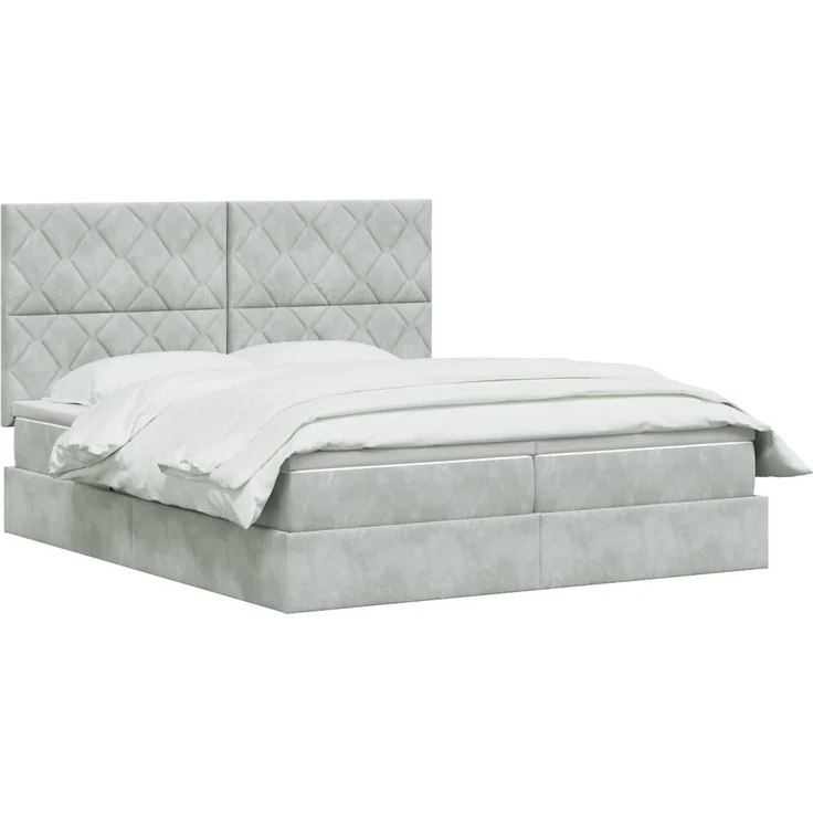 vidaXL Aufbewahrungsbett mit Kopfteil Hellgrau 180 x 200 cm Samt 3459837 – Bild 3
