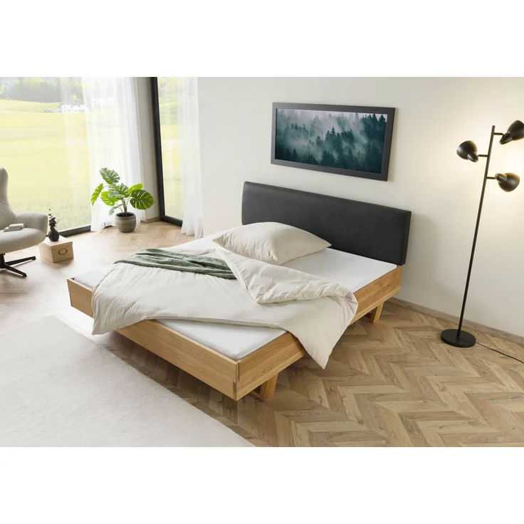 Bett Fichte 160x200x85 natur gebeizt / geölt, Kopfteil anthrazit FICHTELBERG #38 – Bild 2