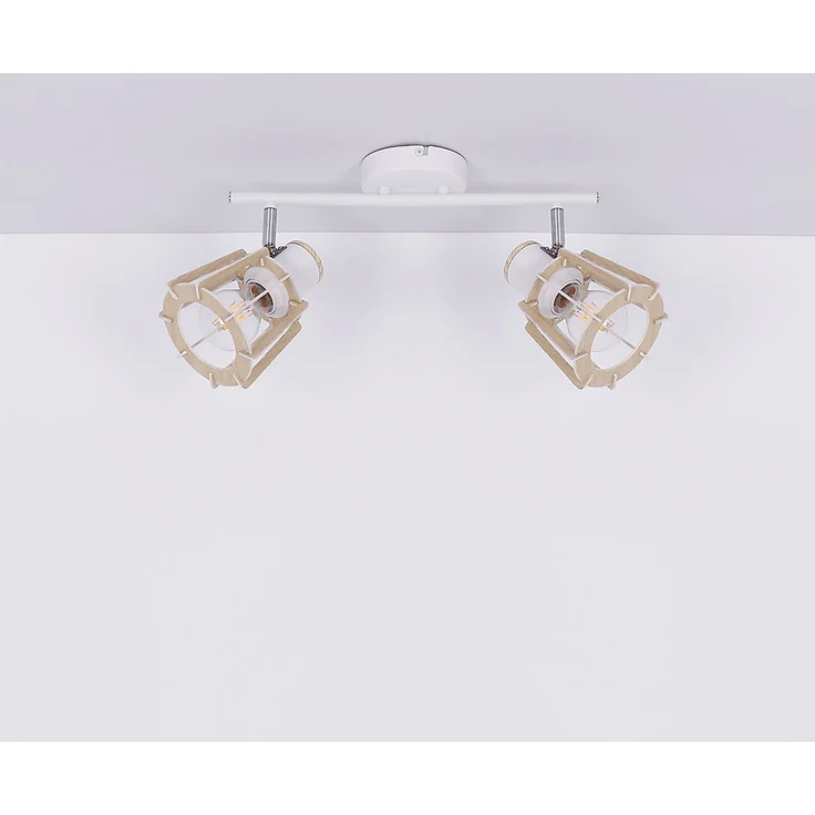 Spotleuchte, 2 Flammig, Landhausstil, Holz, natur, L 36cm – Bild 7