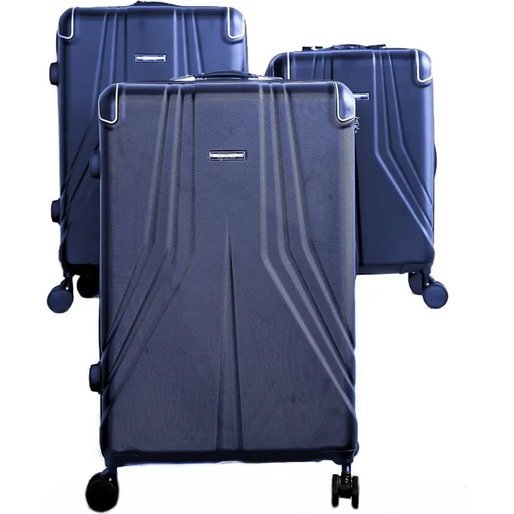 3 Tlg. Koffer-Set mit 4 Rädern Hartschale mit Kantenschutz 360° drehbar Blau