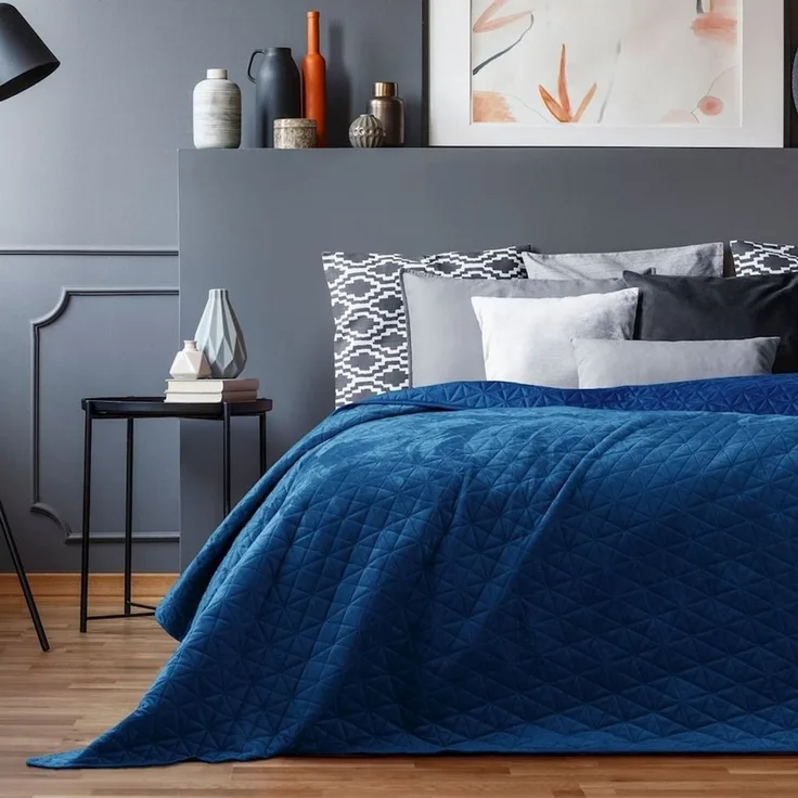 Restilo Tagesdecke Tagesdecke Bettüberwurf Allzweckdecke Wohndecke Samt Optik, Bettüberwurf mit Steppung