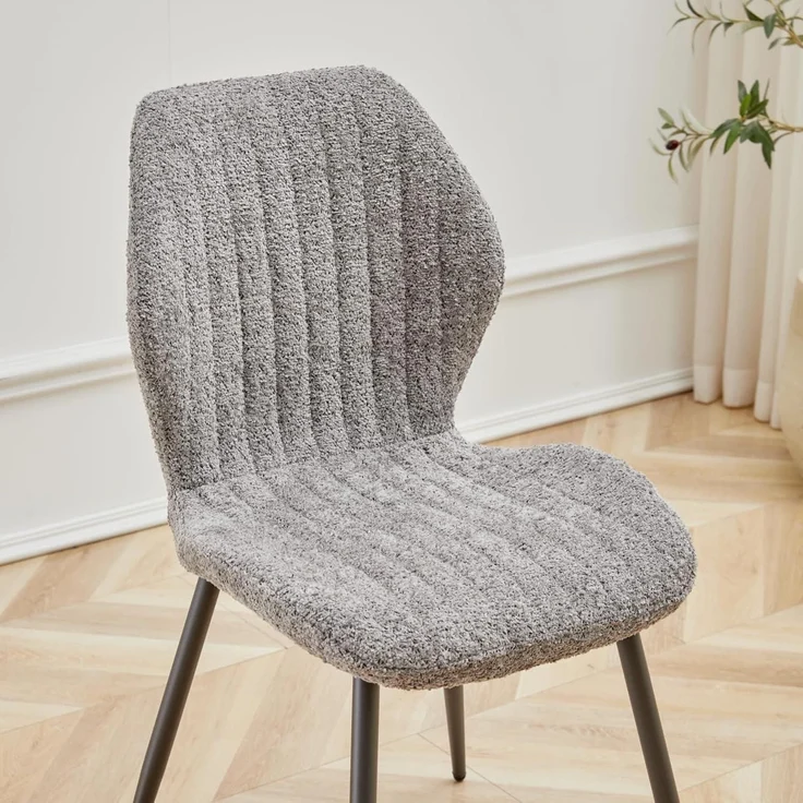Esszimmerstühle 6er Metallbeine Polster Stoffkissen Grau-st 6er set – Bild 9