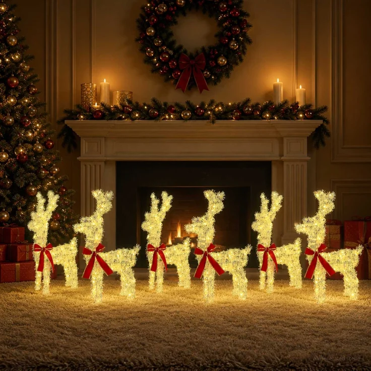 vidaXL Weihnachtsrentier 6 stk. 240 LEDs Warmes Weiß 3469685 – Bild 1