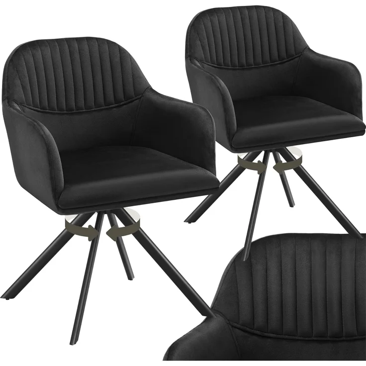 tectake Esszimmerstuhl Samt-Drehstuhl (2er Set, 2 St), gepolstert – Bild 1