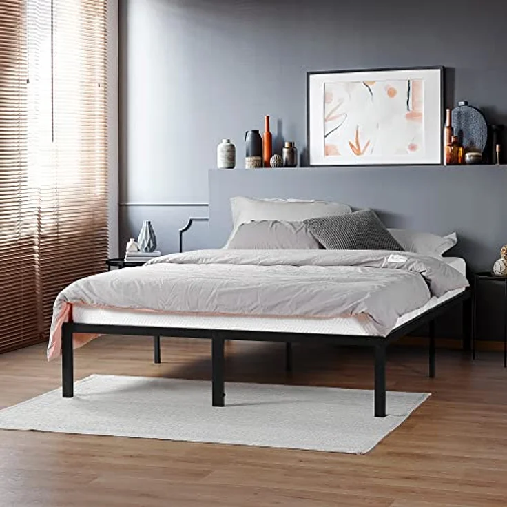 Olee sleep 45cm Stabiler Stahlbett / Stahl-Lattenrost / Anti-Rutsch-Unterstützung / Matratzenunterbau / Metallbett / Bettrahmen / Bett / 140x200 cm / Full / Schwarz / Metall – Bild 3
