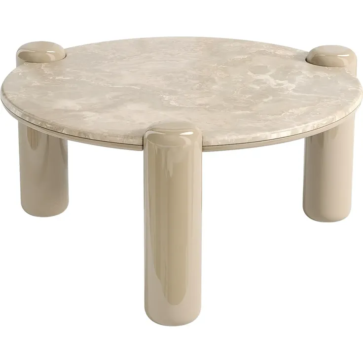 Vente-unique - NARODI Couchtisch Marmor Beige - B 90 cm x H 40 cm x L 90 cm – Bild 2