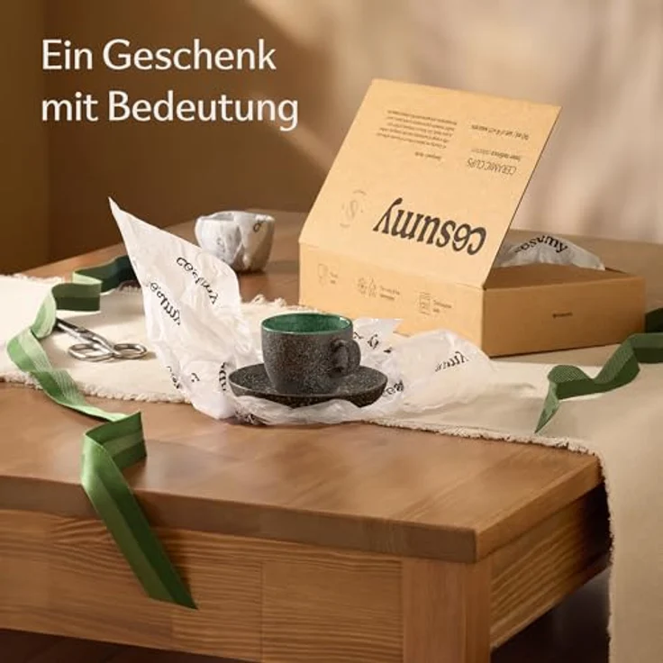 Cosumy Cappuccinotasse Espressotassen mit Untertassen 4er Set - 90 ml Keramik bunt, 8-tlg, Keramik, Warm – Bild 7