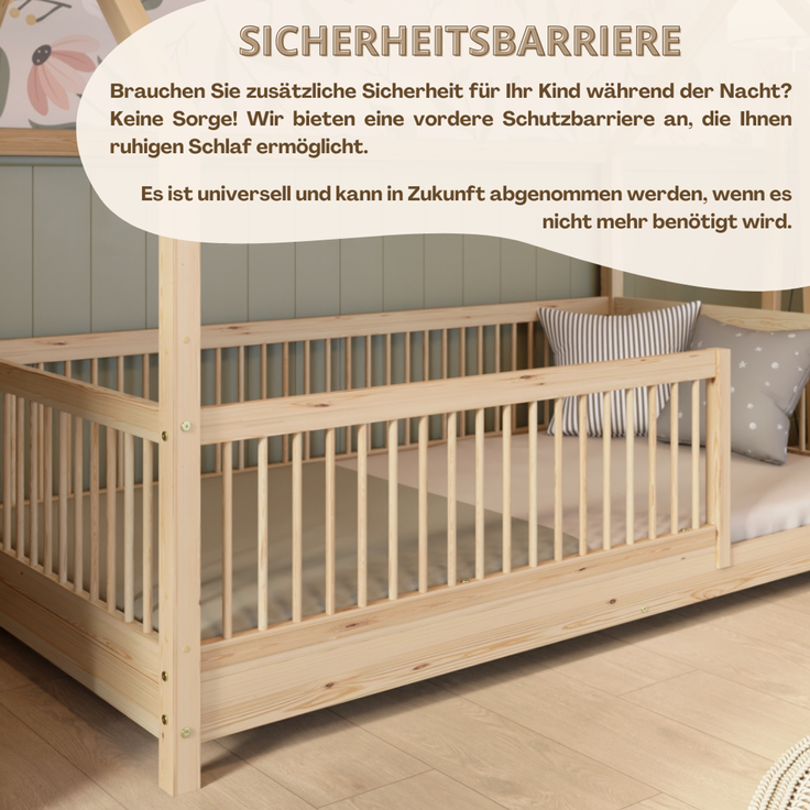 Crazy Pine 'Crazy Folly' Hausbett mit hohem Rausfallschutz, Holz natur, 90x190 cm – Bild 7
