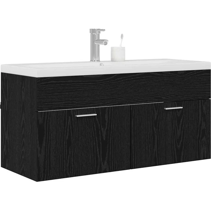 vidaXL Badezimmerschrank Schwarz Eichen-Optik 100 x 38,5 x 46 cm 3416131 – Bild 3