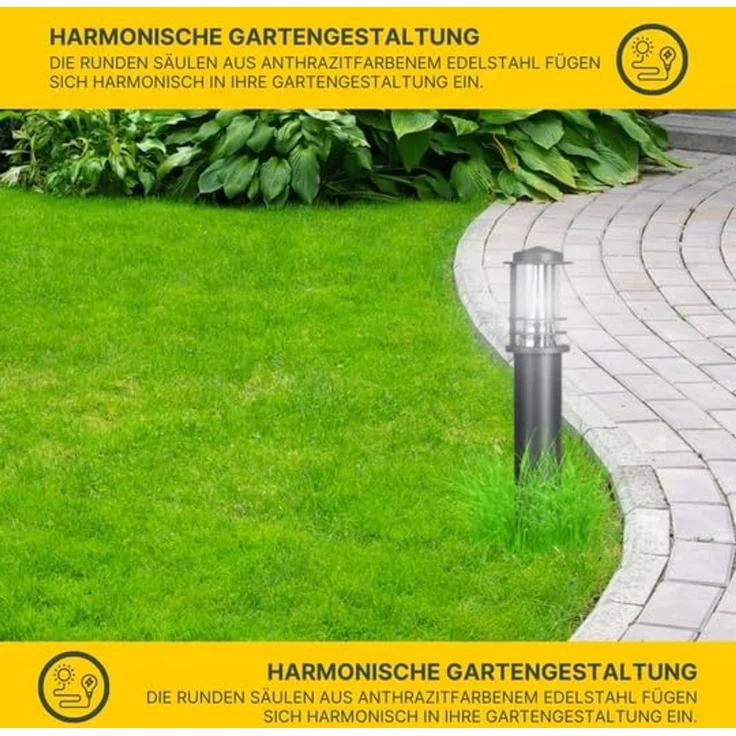 MeLiTec 2er Set LED Gartenleuchten GL13 rund, anthrazit – Bild 3