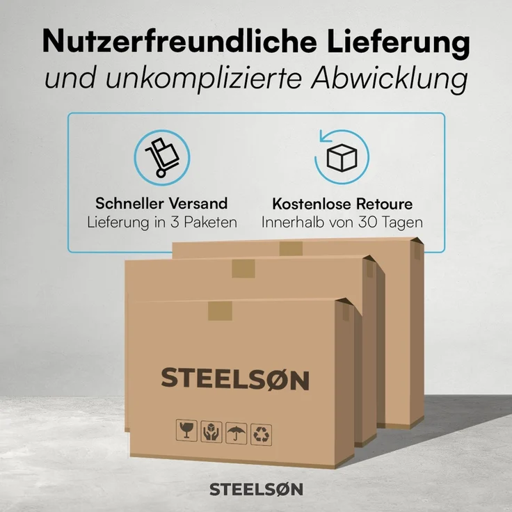 STEELSØN 'Thoria' Mülltonnenbox 3er je 120 Liter, anthrazit, Mülltonnenverkleidung aus Stahl, wetterfest, 102x62x177,5 cm, Müllbox für 3 Tonnen – Bild 12