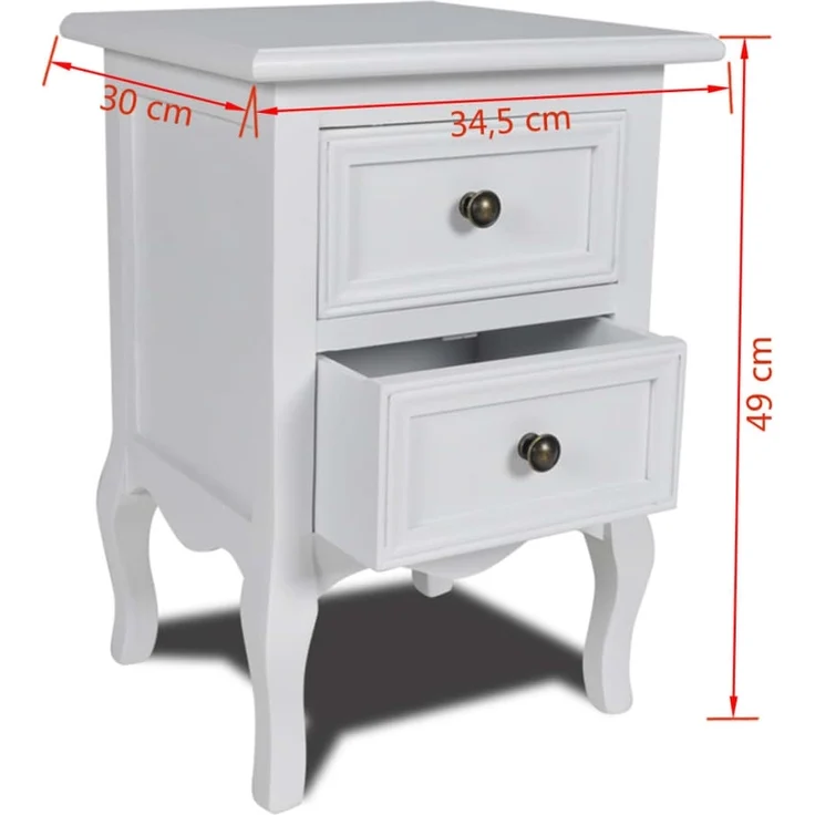 vidaXL Nachttisch mit 2 Schubladen MDF Weiß 60637 – Bild 5