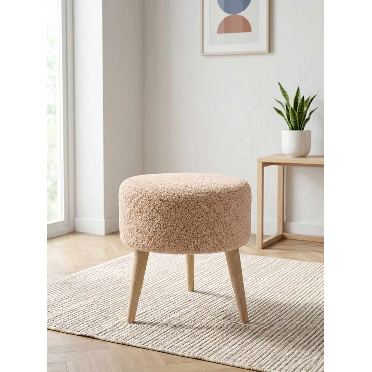 Hanah Home 'Az-Ovl-Ws - Cappucino' Pouffe, Cappuccino, 40 x 42 x 40 cm