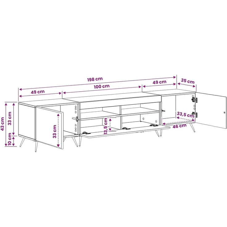 vidaXL LED-TV-Schrank BREDA 3 stk. Altholz Holzwerkstoff 3416930 – Bild 8