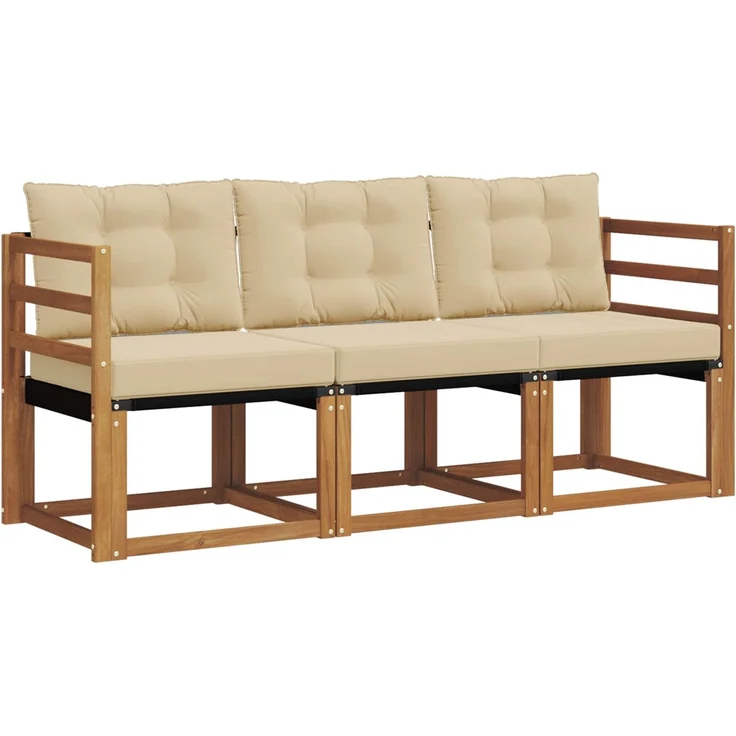 vidaXL Outdoor-Sofagarnitur 3 stk. 3-Sitzer Natur und Beige 3368344 – Bild 2