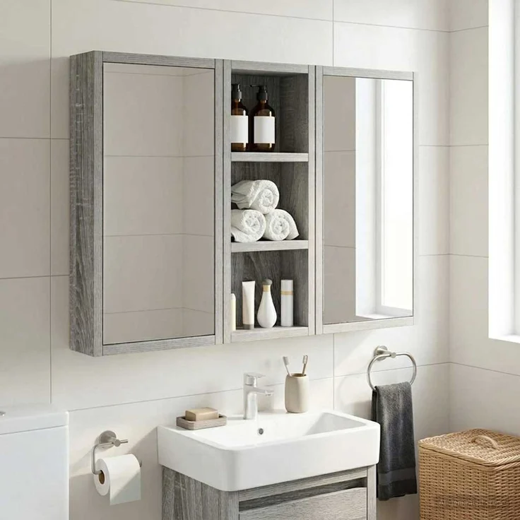vidaXL Badezimmer-Wandschrank mit Regal Graues Sonoma 20 x 10 x 50 cm 889284 – Bild 5