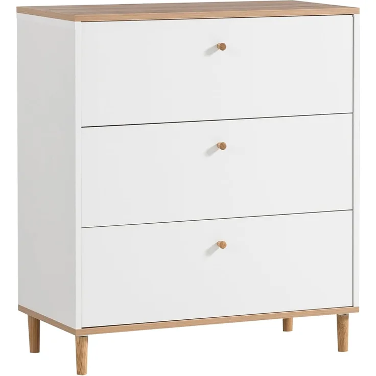 Schildmeyer Hilda Kommode, Holzwerkstoff, weiß matt/artisaneiche Dekor, 80 x 40 x 91,4 cm
