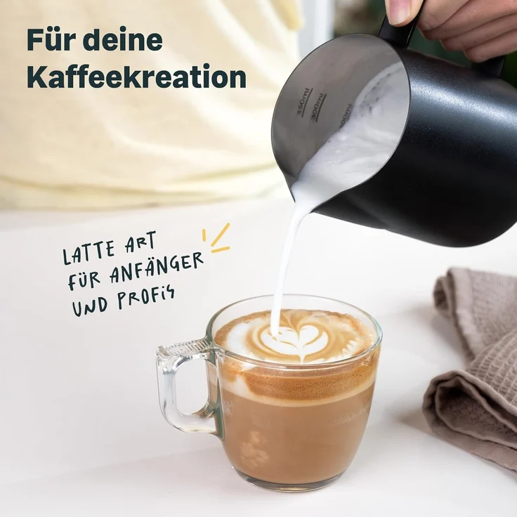 SILBERTHAL Milchkännchen Edelstahl schwarz für Siebträgermaschinen, 0.35 l, Professionelles Barista Zubehör mit Latte Art Ausguss – Bild 2