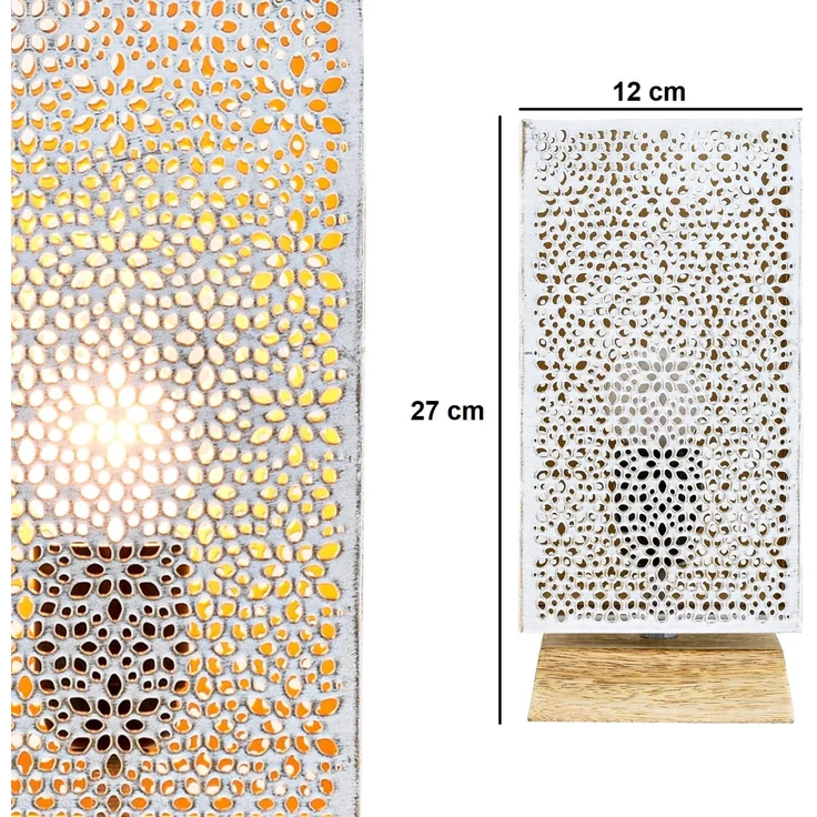 Marrakesch Orient & Mediterran Interior Nachttischlampe 2er Set Boho Deko Tischlampe Nachttischlampe Lampe Autigan Weiss, Handarbeit – Bild 8
