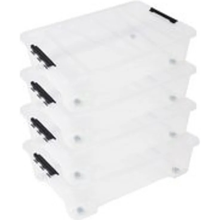 ONDIS24 Aufbewahrungsbox Unterbettbox Jolly Rollbox mit Deckel 25/35L Spielzeugkiste (4 St), transparent, stapel,- und nestbar – Bild 5