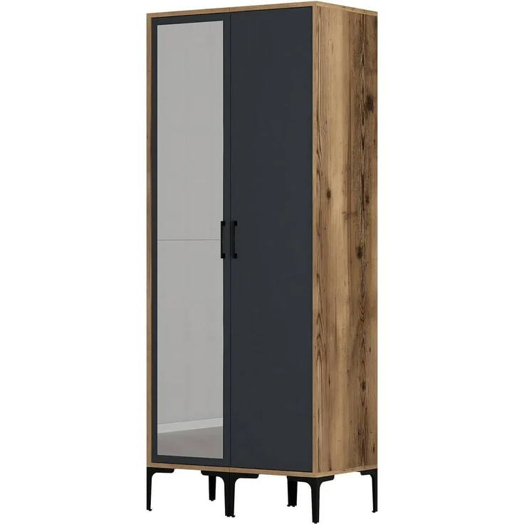 Dmora Garderobe 2 Türen Alhena 80x201,4 H cm Braun Kleiderstange – Bild 7