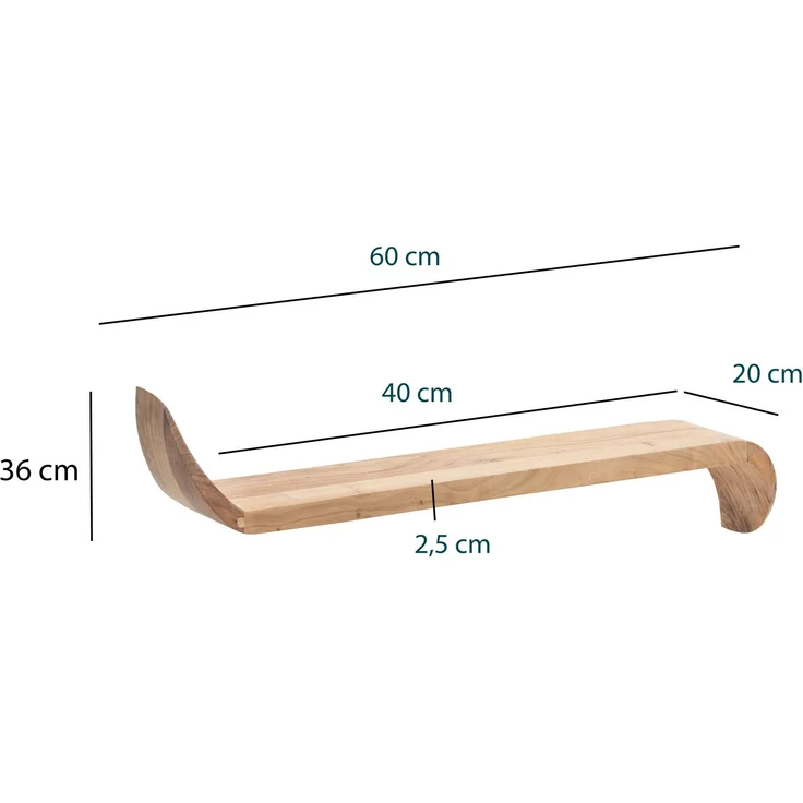 FineBuy Wandregal Mango Massivholz · Hängeregal mit geschwungenen Enden · Handgefertigtes Schwebendes Regal im modernen Design · Regalbrett aus Echtholz – Bild 3
