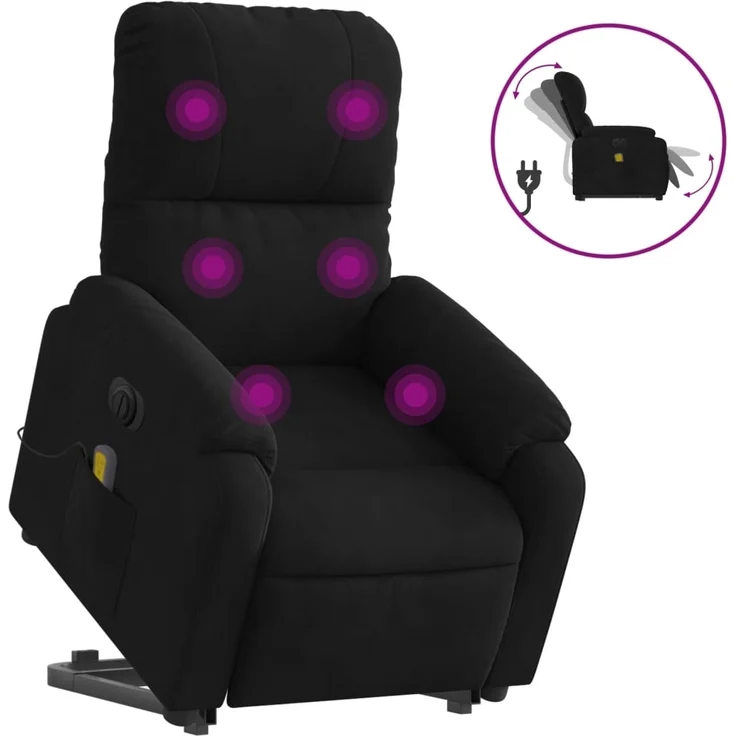 vidaXL Massagesessel Aufstehhilfe Elektrisch Schwarz Mikrofasergewebe 3204953 – Bild 1