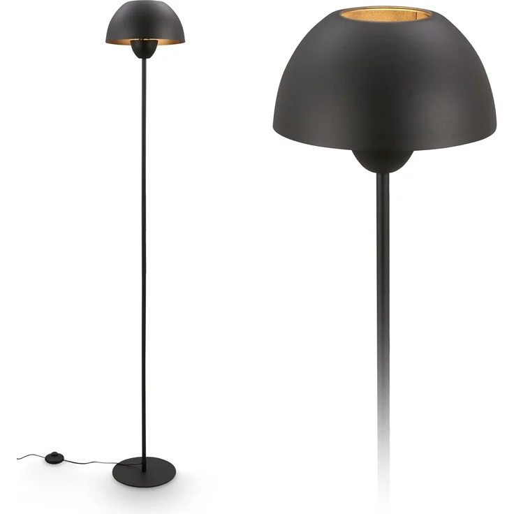 BRILONER - Stehlampe mit Fußtaster, E27 Fassung, max. 10W, Leselampe, Wohnzimmerlampe, Schlafzimmer Deko, Deckenfluter, Standleuchte, Stehleuchte, 25x156,5 cm (DxH), Schwarz – Bild 1