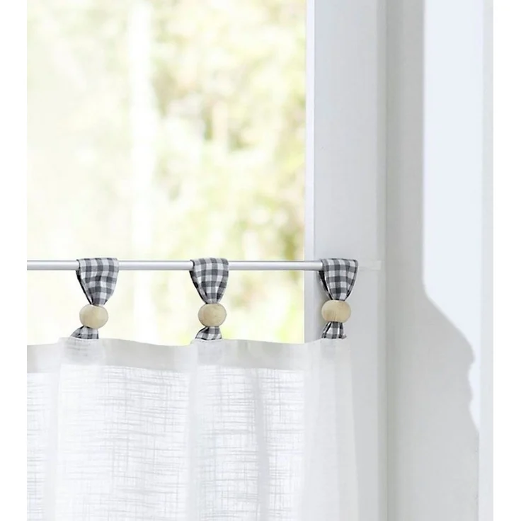 Kutti Scheibengardine Cottage Panneau (1 St), Schlaufen, halbtransparent, Kurzgardine Karo, Baumwolle, Schlaufen – Bild 3