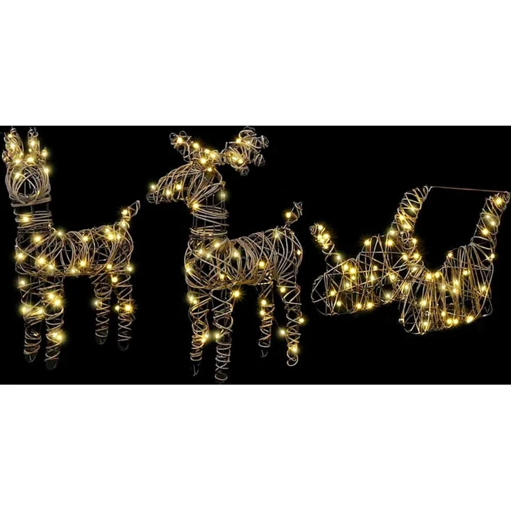 vidaXL 3D-Weihnachtsrentier mit Schlitten LOVIISA 3 stk. Warmes Weiß 42019083 – Bild 4