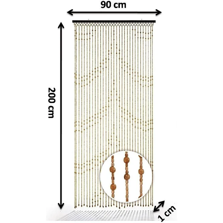 Kobolo Türvorhang Holzperlenvorhang Samara 90x200 (1 St), Ösen, transparent – Bild 5