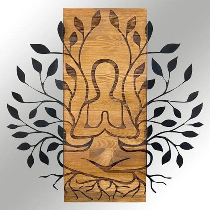 Wallity 'Meditation' Dekoratives Wandaccessoire aus Holz, Schwarznuss, 57,5 x 58 cm – Bild 4