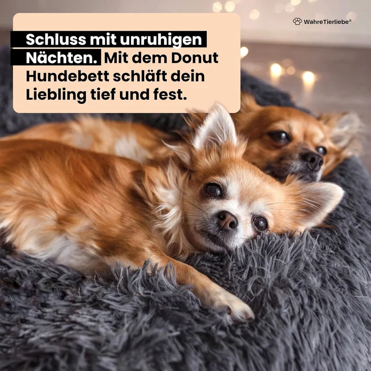 Wahre Tierliebe Hundebett Donut - Das Original - waschbar [XL, 120cm, grau] Hundekissen, Hundekorb, Flauschiges Hundebett für große, mittelgroße & kleine Hunde – Bild 2