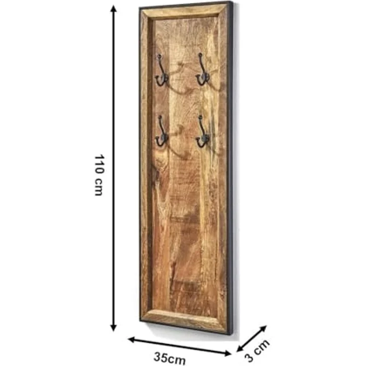 Kobolo Garderobenständer Garderobe Wandgarderobe - COAT - aus Mangoholz – Bild 3