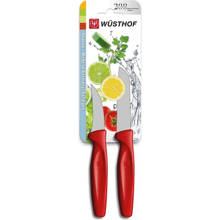 Wüsthof Messerset, 2-teilig, Schälmesser Griff rot (9313r), mittelspitze Gemüsemesser, spülmaschinenfest, rostfreie Obstmesser