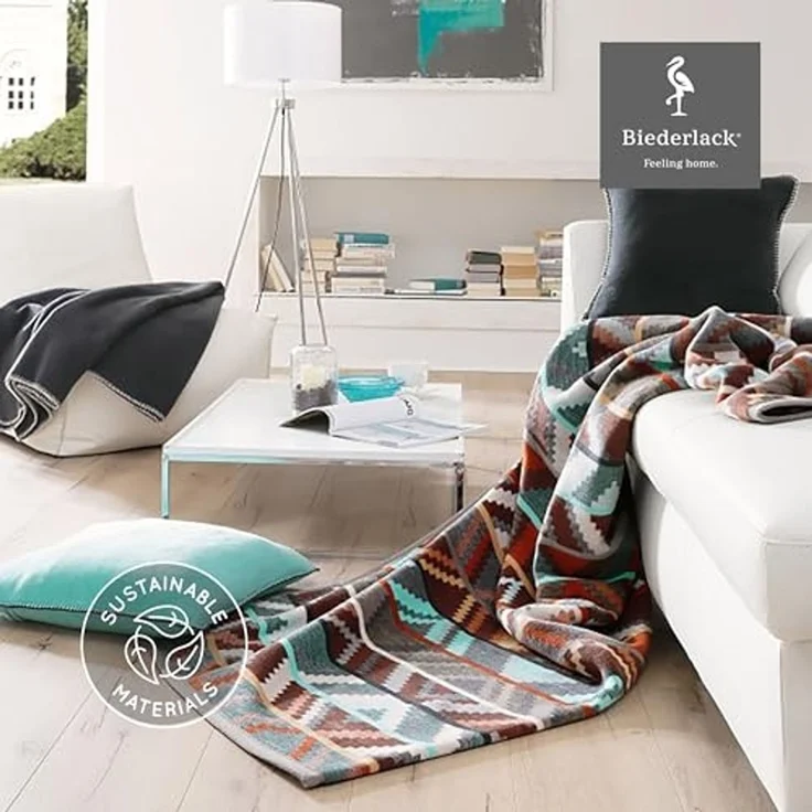 Wohndecke Ethno Prisma, Ethno-Kuscheldecke in 150x200 cm, Biederlack, Decke aus Baumwollmischgewebe, Made in Germany – Bild 4