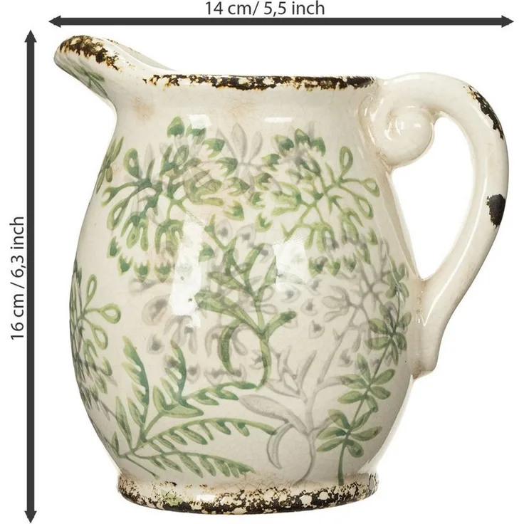 Viana Übertopf Dekorativer Vintage Krug zum Bepflanzen im Landhausstil für