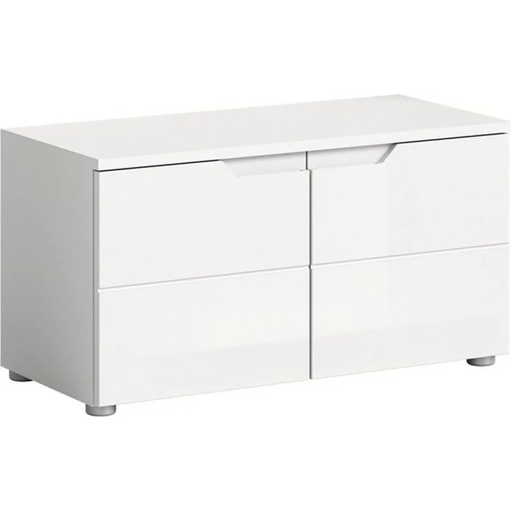 xonox. home - Sitzbank Solero 80 x 43 x 37 cm in Front weiß Hochglanz Tiefzieh Korpus weiß - Garderobenbank Flurbank Truhe - modern, praktisch und funktional – Bild 4
