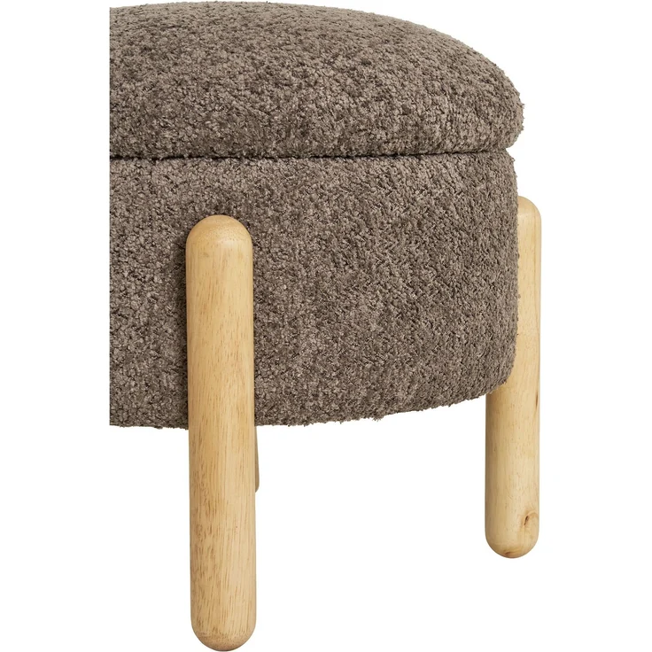 House Nordic Pouf mit Ablage, braun/natur, ø45x36 cm, HN1237 – Bild 4