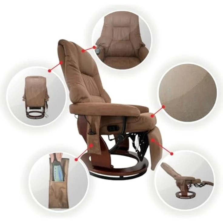 abc HOME Sessel braun, Fernbedienung, elektrisch, Massage, Liegefunktion – Bild 3