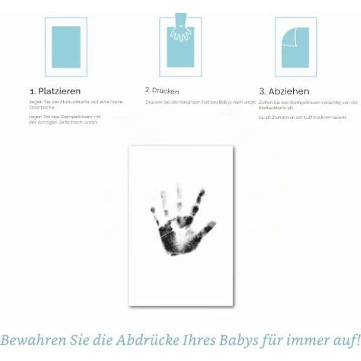 Pearhead Babyprints Newborn Baby Handprint or Footprint Double-Sided Photo Ornament with Clean Touch Ink Pad, Baby's First Christmas, 13.34 x 10.16 cm, White – Bild 2
