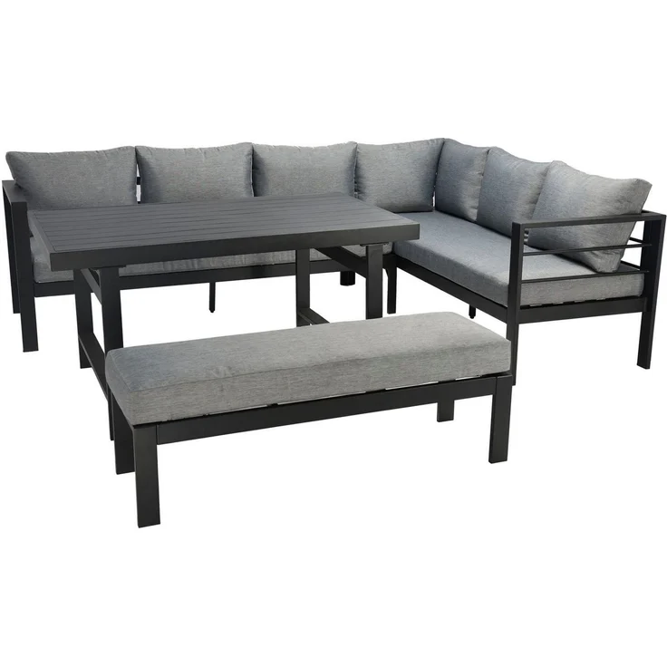KONIFERA Gartenlounge-Set New Jersey, (Set, 14-tlg, 2x Sofa, 1x Bank, 1x Tisch, 3x Sitzauflage, 7x Rückenkissen), bestehend aus 2 Sofas, 1 Bank, 10 Sitz- und Rückenkissen, 1 Tisch – Bild 1