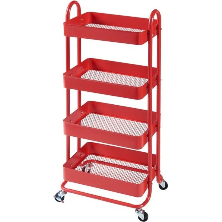 en.casa Küchenrollwagen Pyhäntä mit 4 Ebenen Rot, 103,5 x 46 x 35 cm – Bild 4